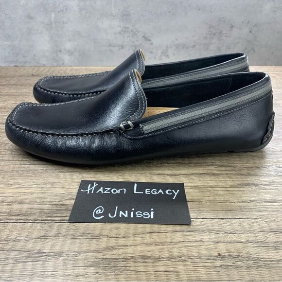 G.H. Bass~Men’s~”Wheldon Grosgrain”~Black Leather Driving Loafers~Size 10M - Picture 1 of 8